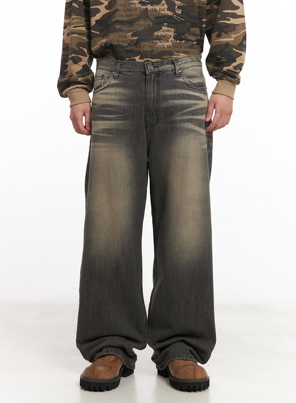 Men's Vintage Washed Wide-Leg Jeans IM514