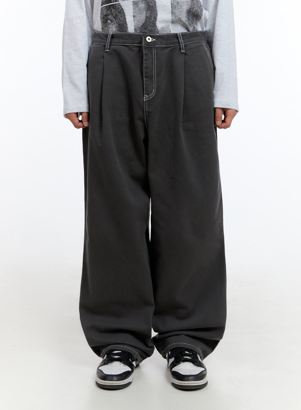 Men's Pintuck Wide Fit Cotton Pants IS413