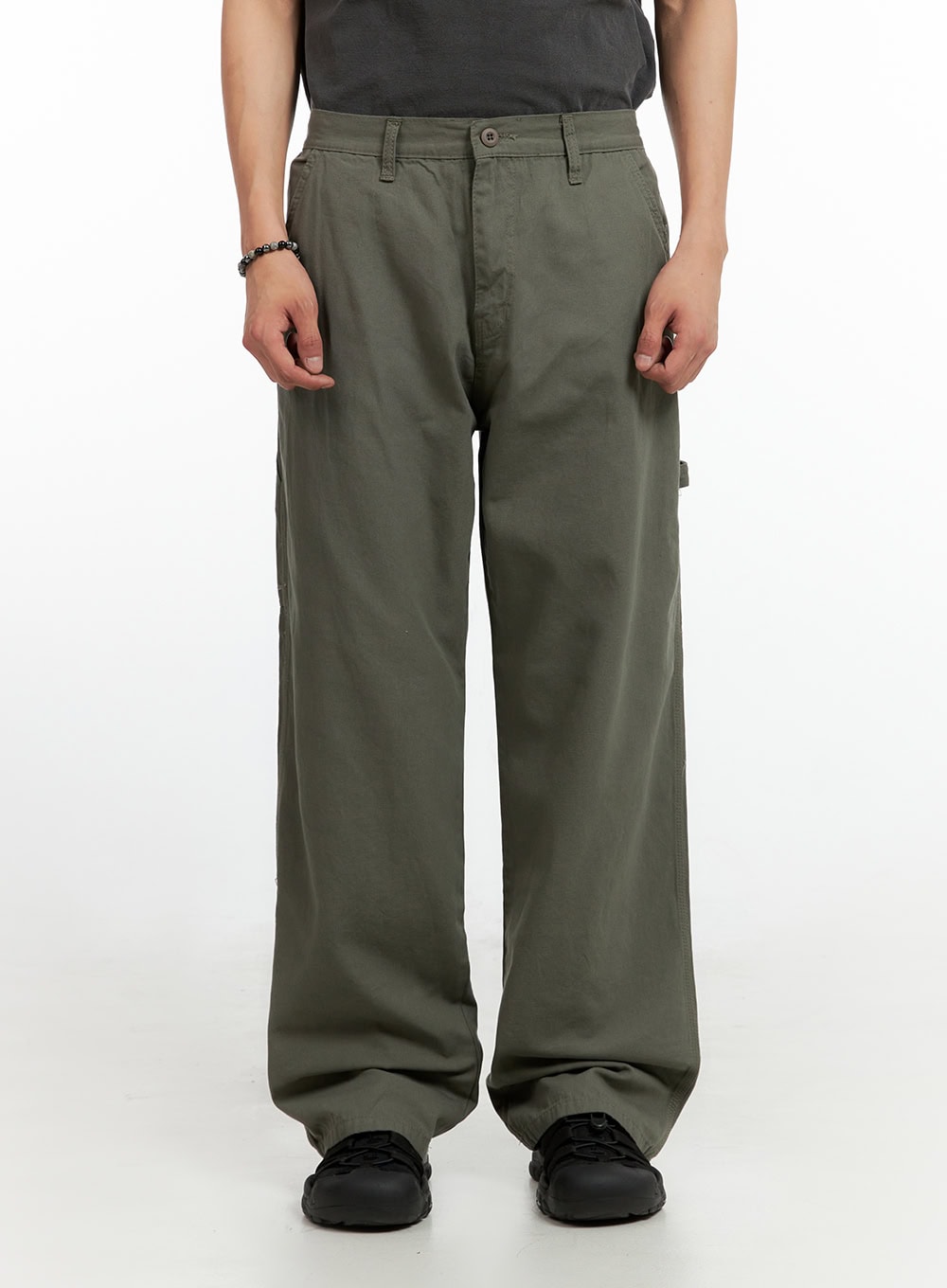 Men's Wide Fit Cotton Pants (Dark Green) IG402