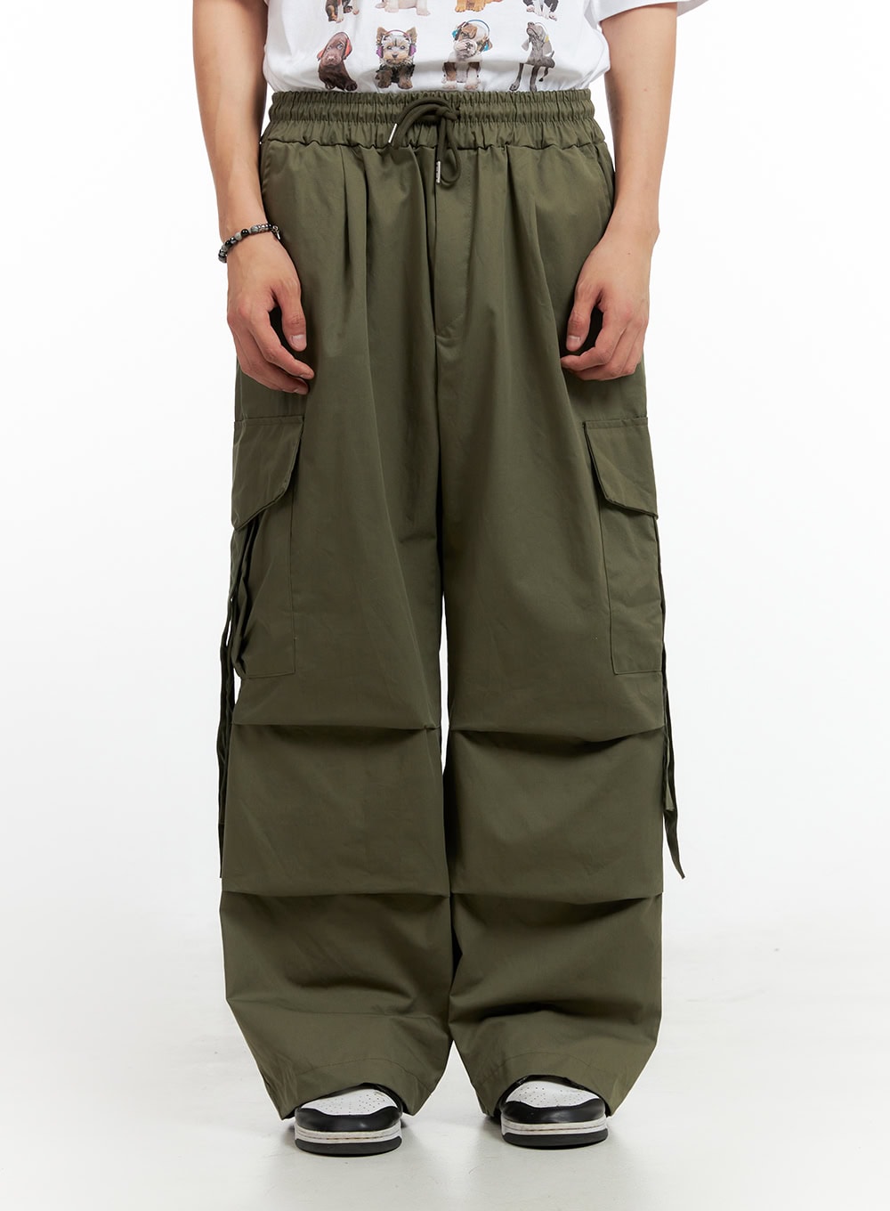 Men's Cargo Chic Wide-Leg Pants (Dark Green) IG402