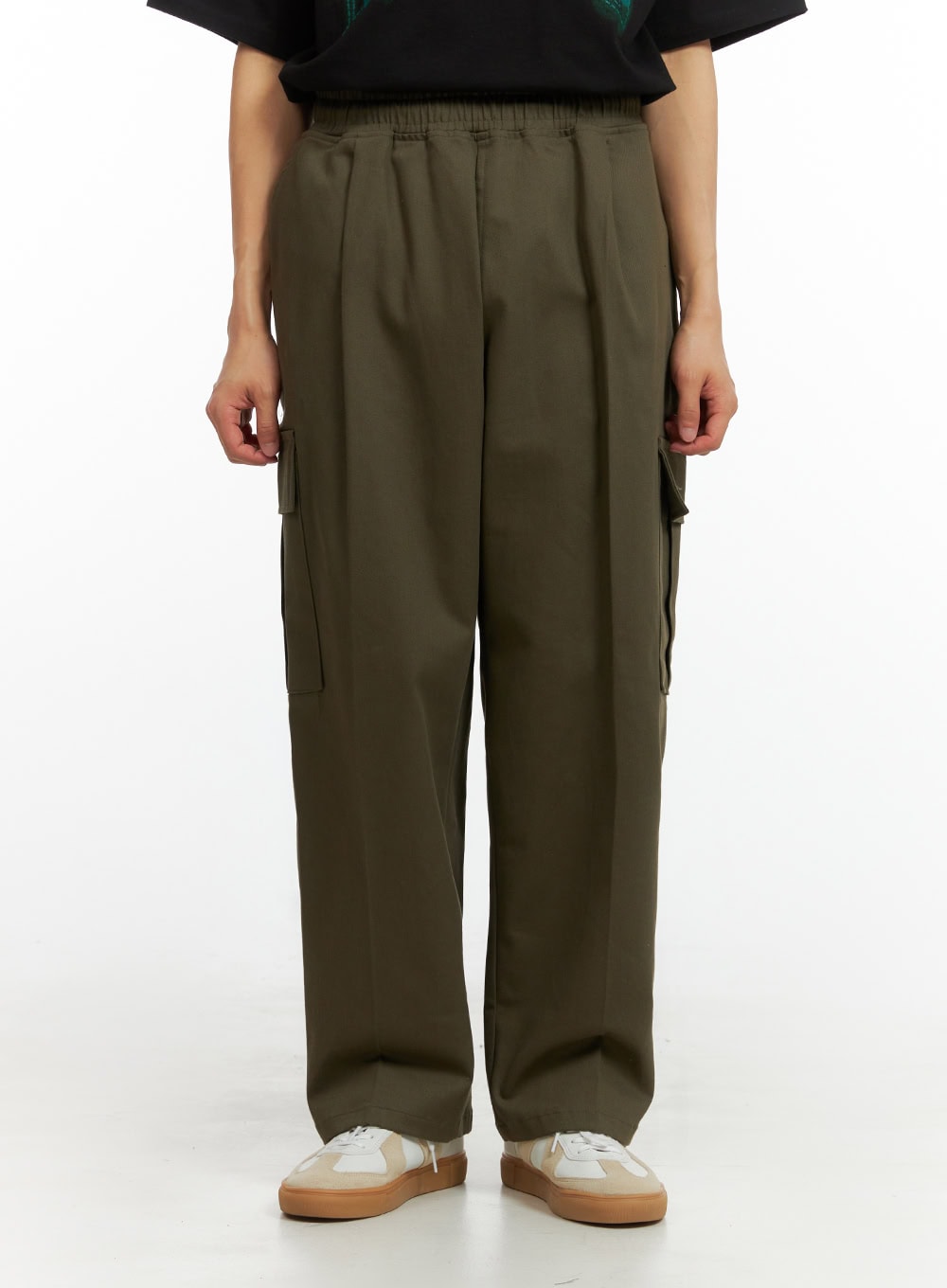 Men's Solid Cargo Pants (Dark Green) IU412