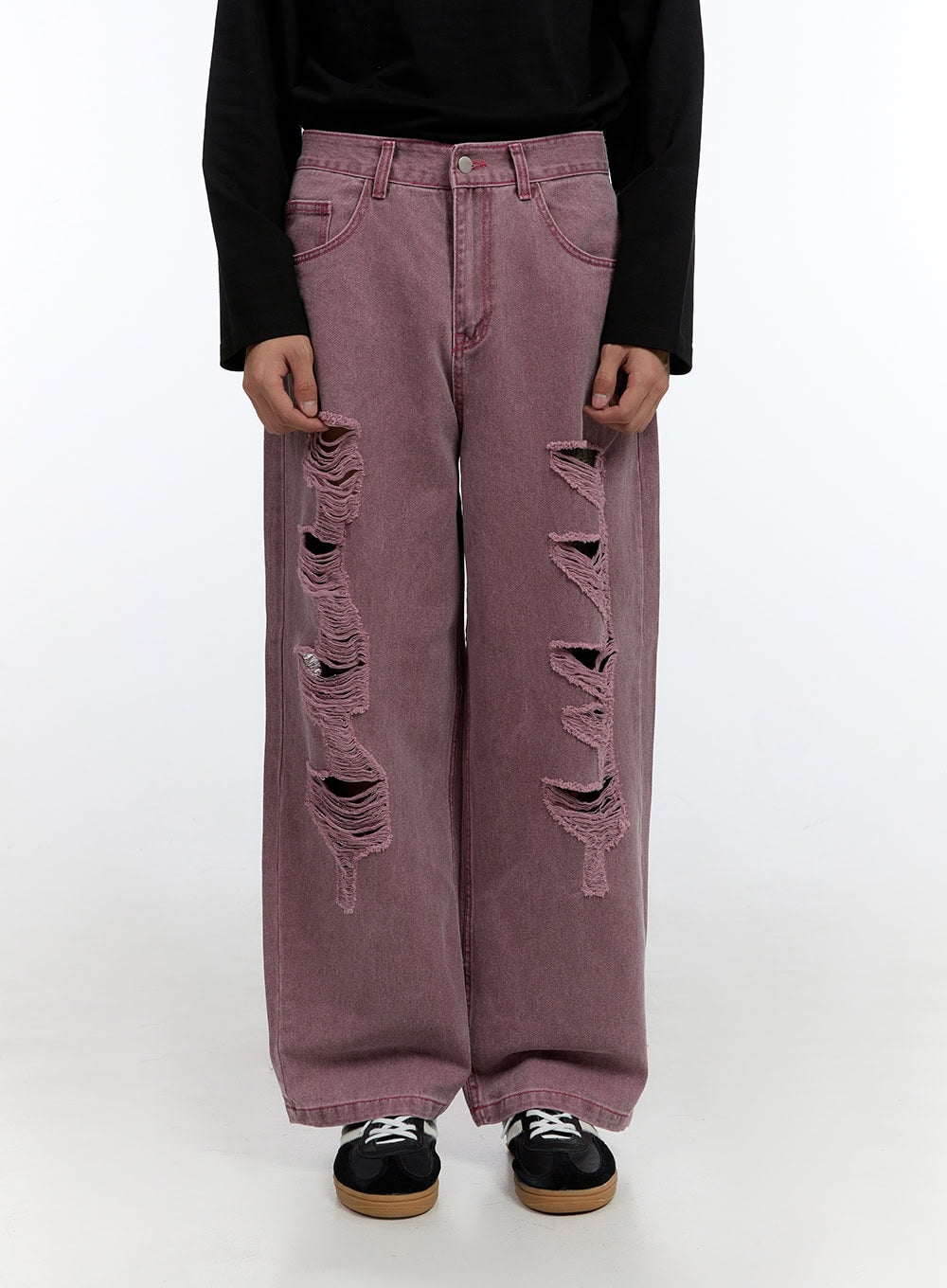 Men's Distressed Wide Leg Pants IO428