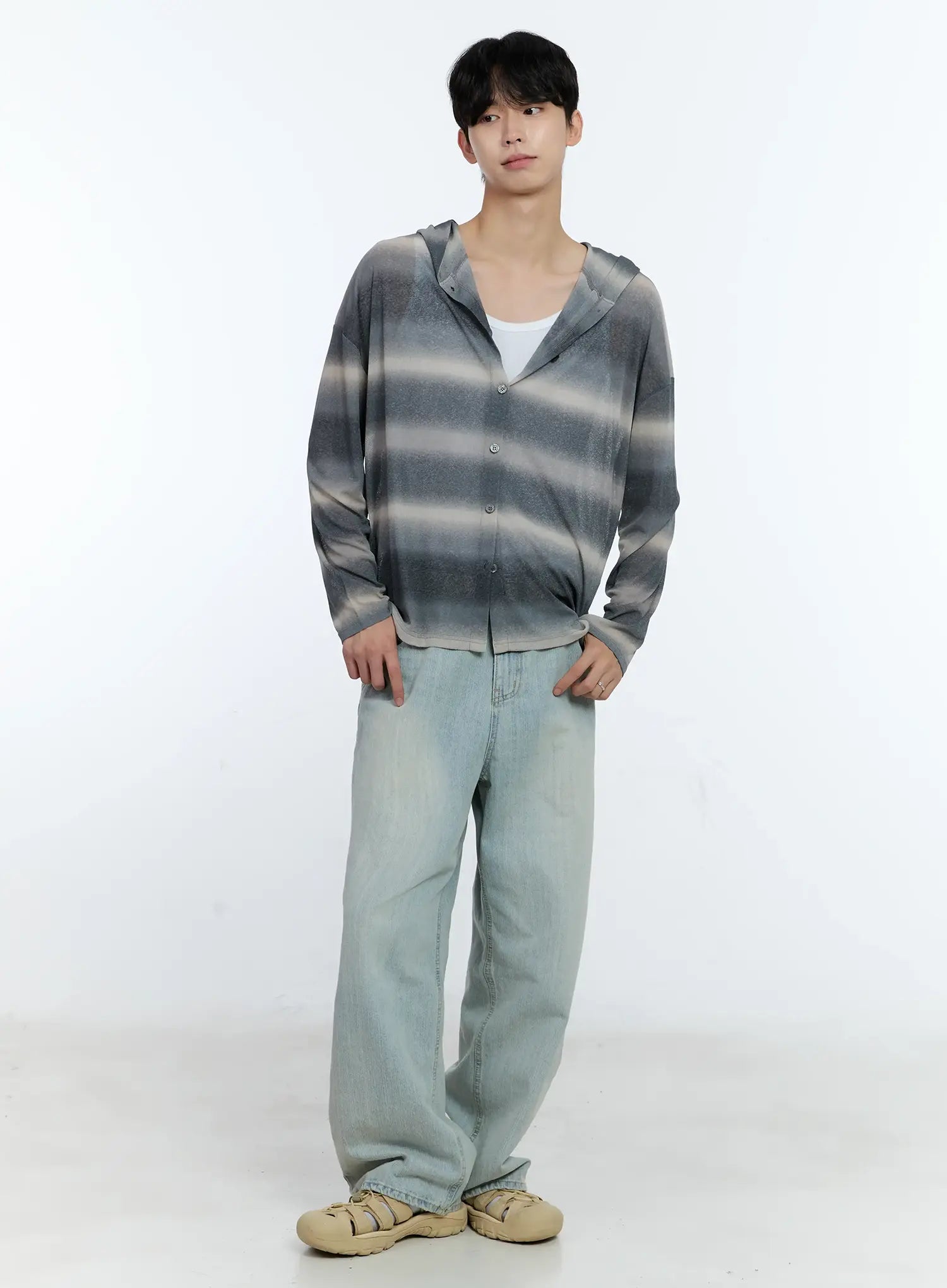 Men's Ombre Striped Zip-Up Jacket IG501