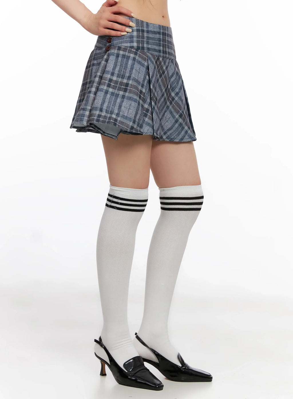 Checkered Pleated Mini Skirt IS508