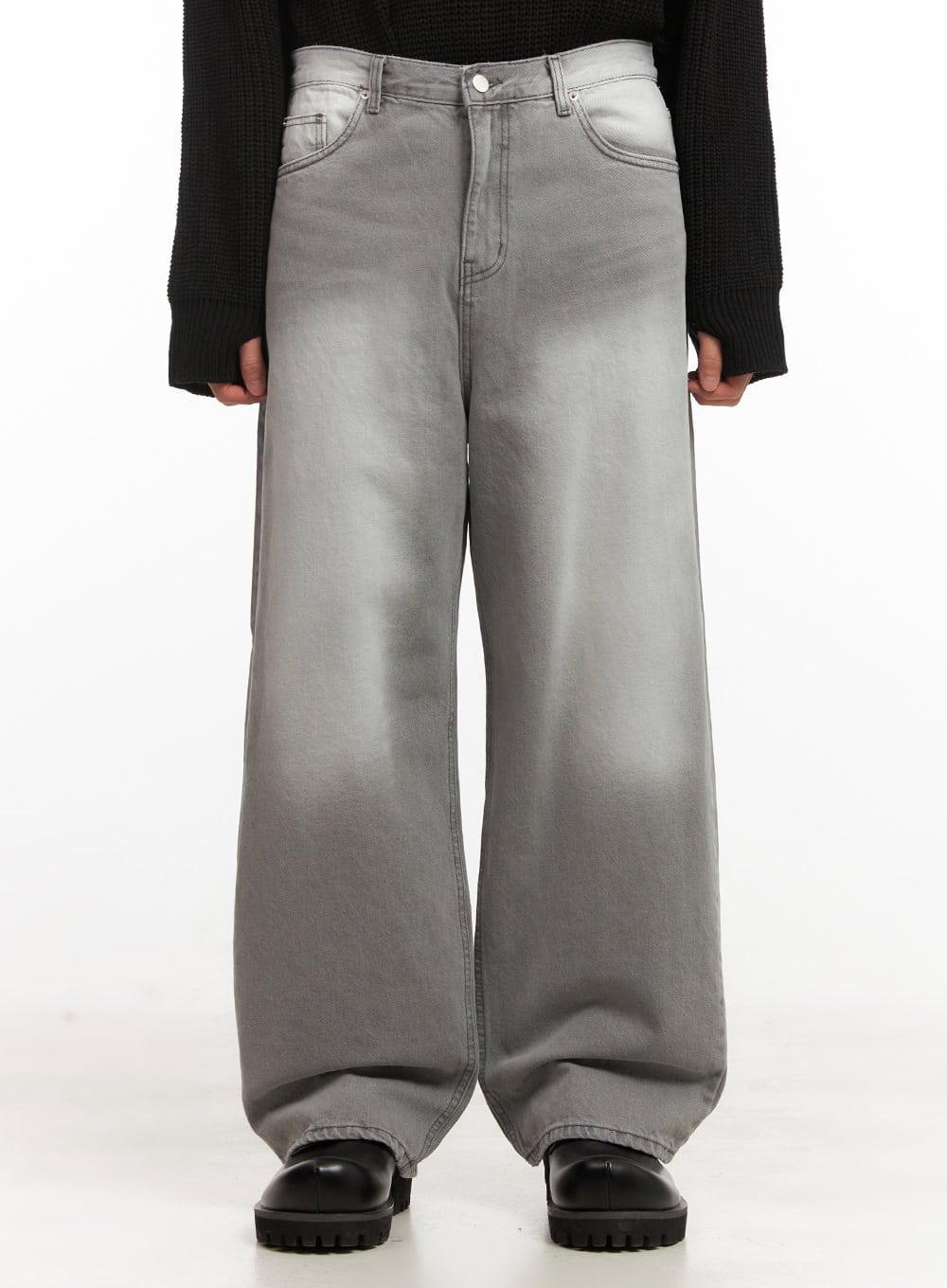 Men's Wide-Fit Washed Denim Jeans ID431