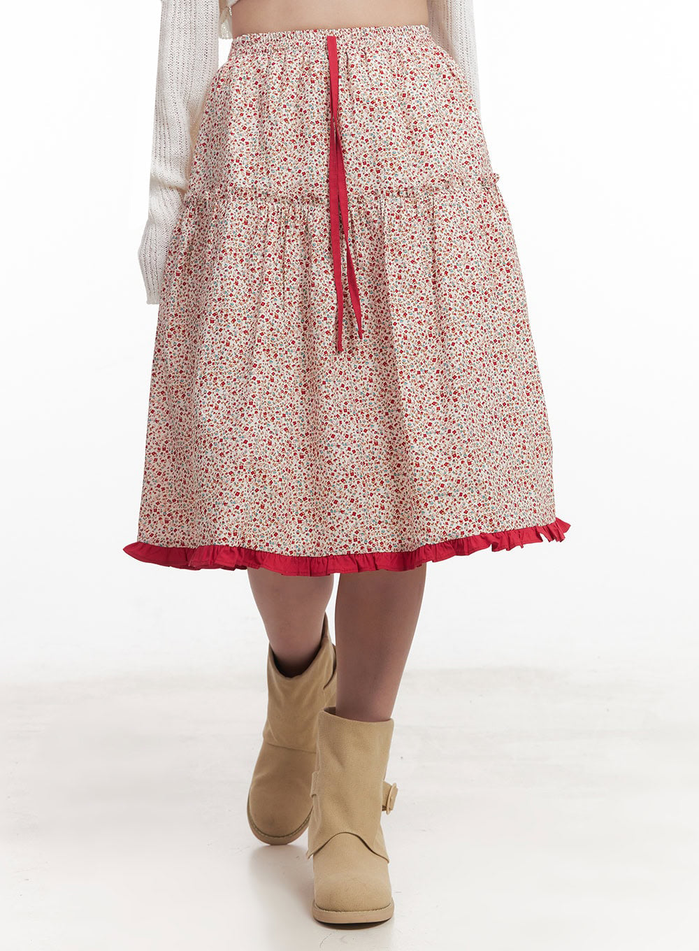 Picnic Floral Flare Midi Skirt IM528