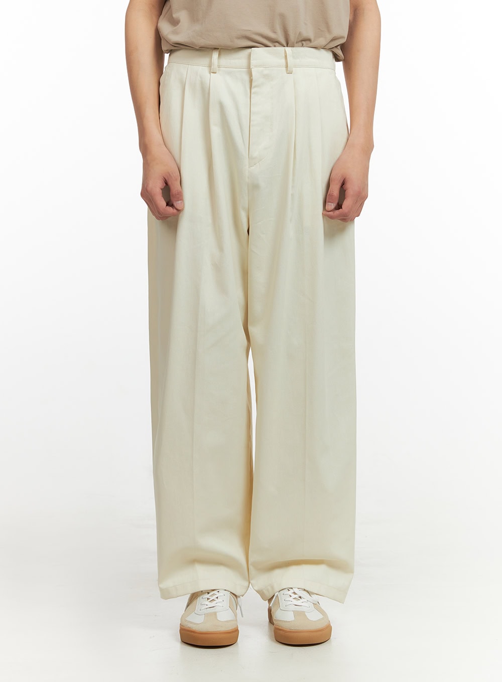 Men's Pintuck Cotton Wide Fit Pants IY431