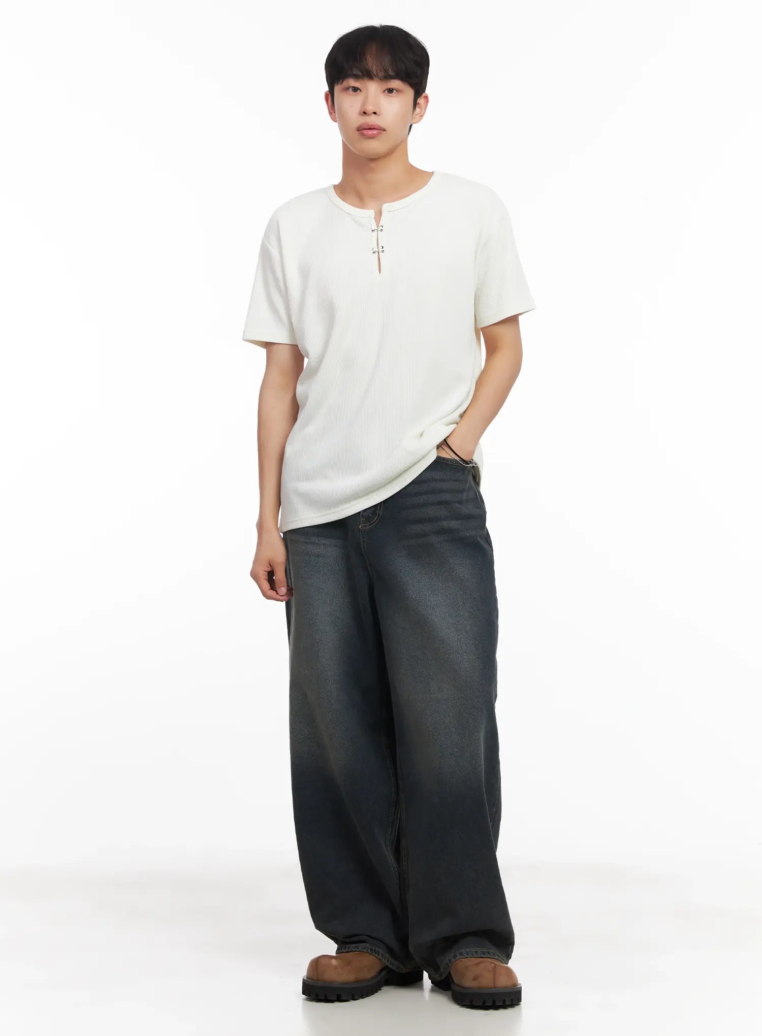 Men's Henley Neck Short-Sleeve Tee IU519