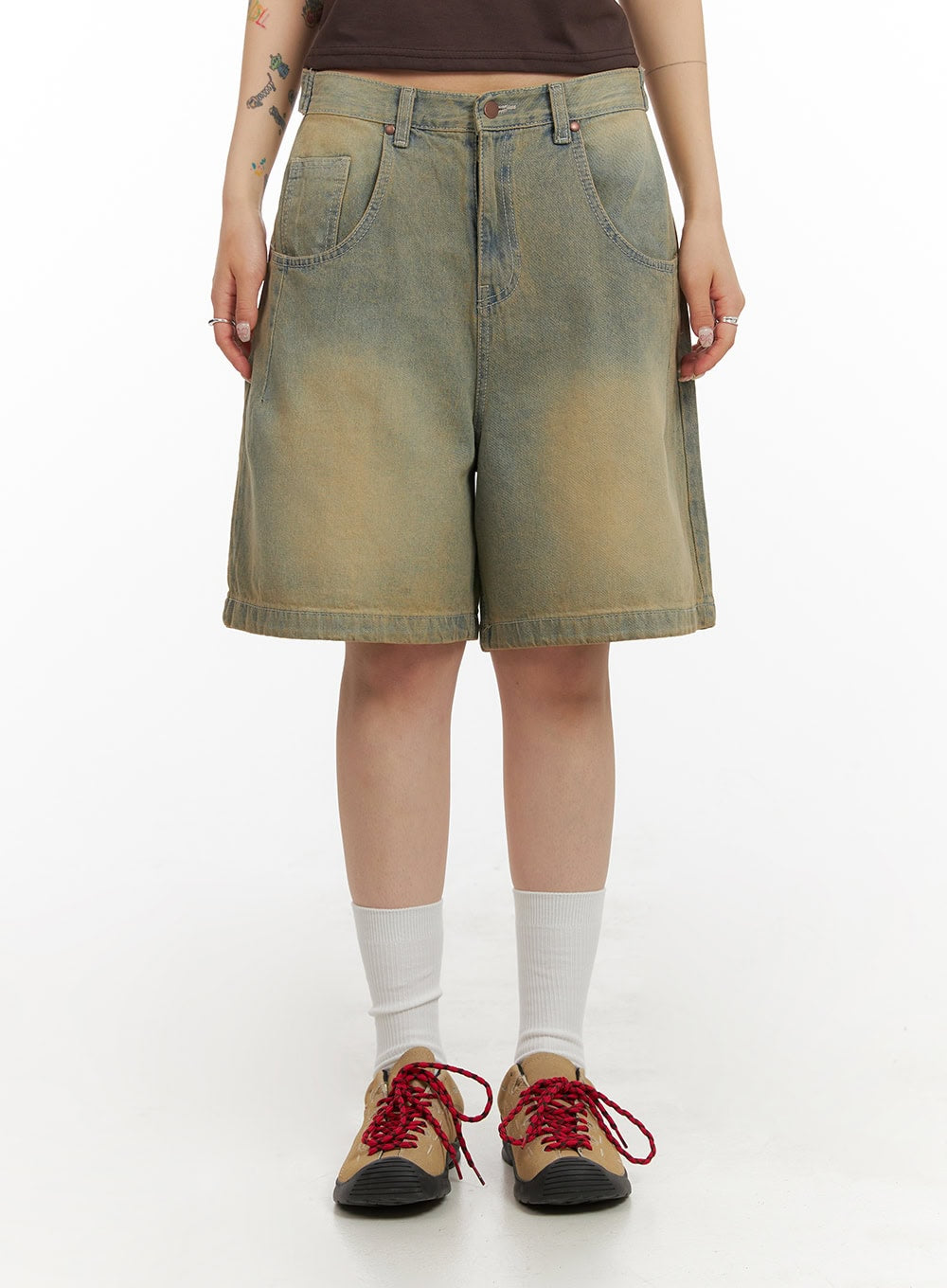 Vintage Washed Baggy Jorts IY410