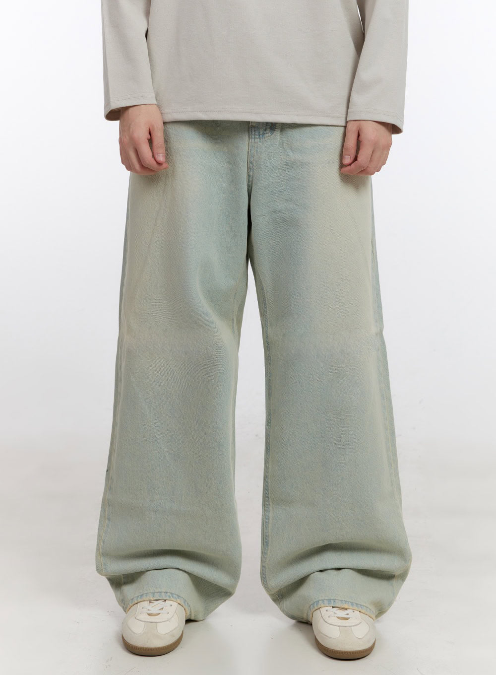 Men's Washed Wide-Leg Jeans IF528