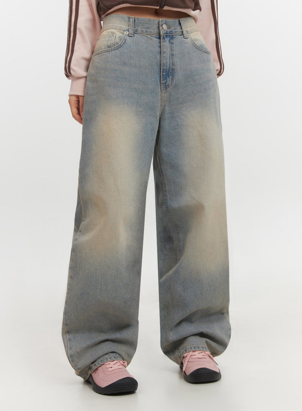 Kyla Washed Wide-Leg Baggy Jeans IF511