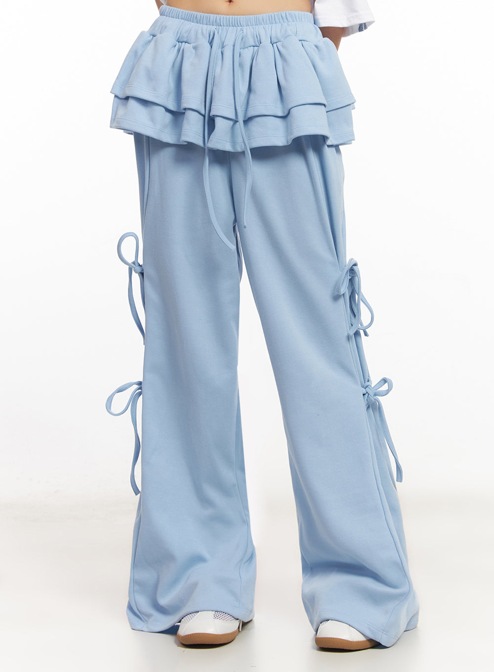 Frill Skirt-Layered Ribbon Sweatpants IY502