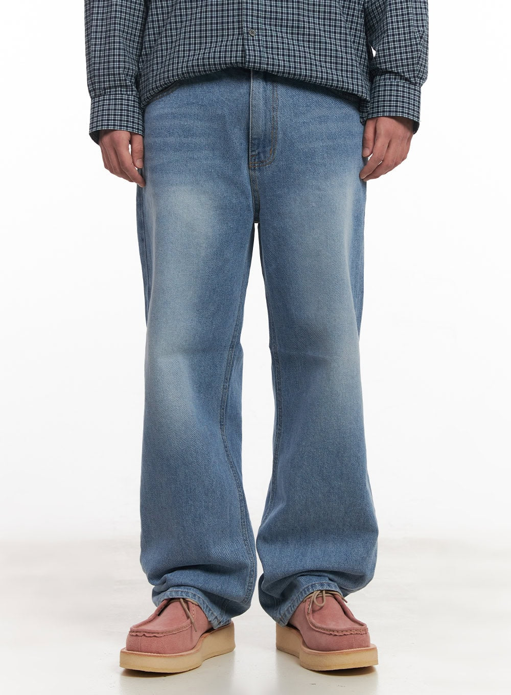 Men's Wide-Fit Washed Jeans IM517