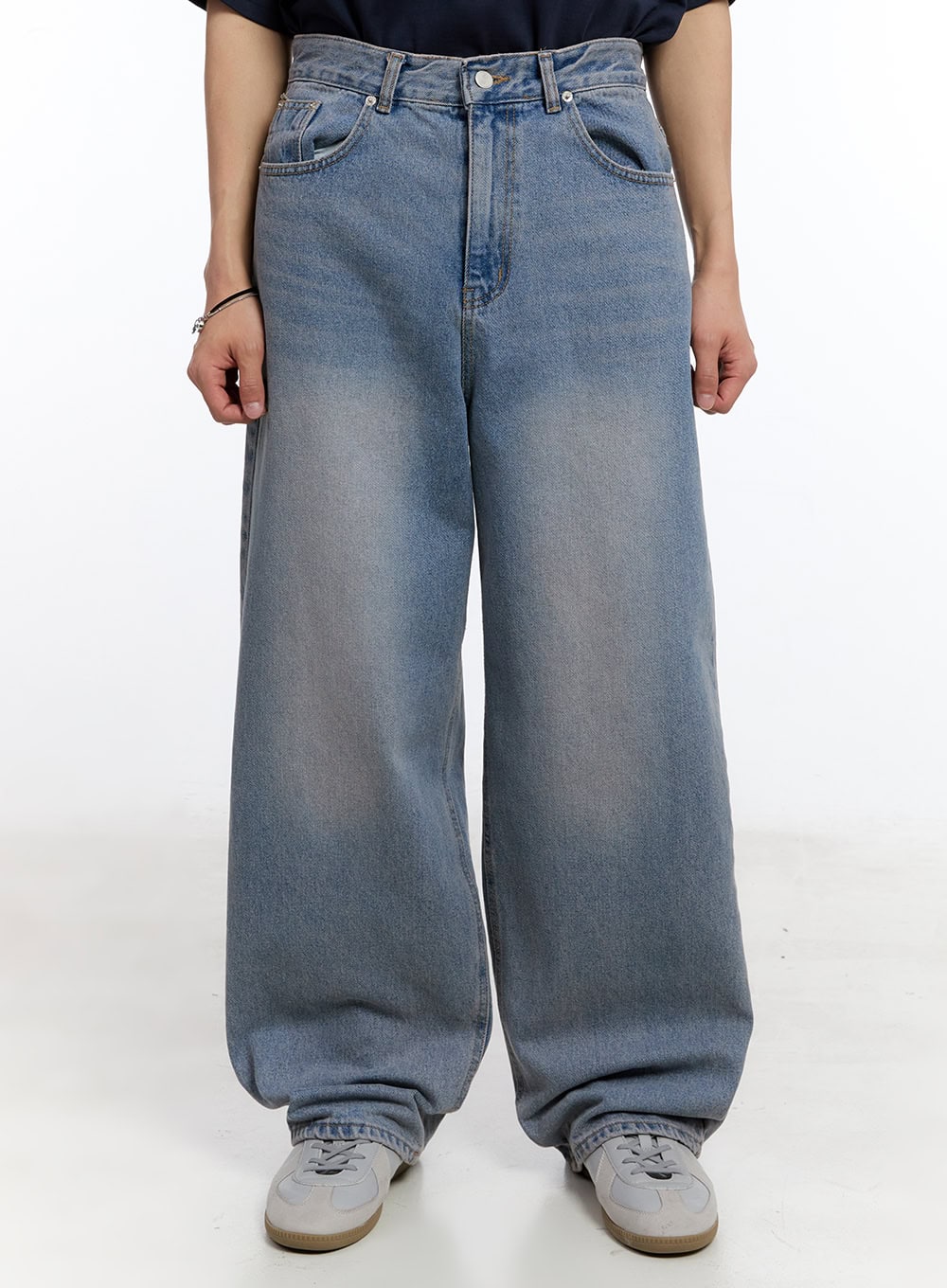 Men's Purple Washed Wide-Leg Jeans IY530