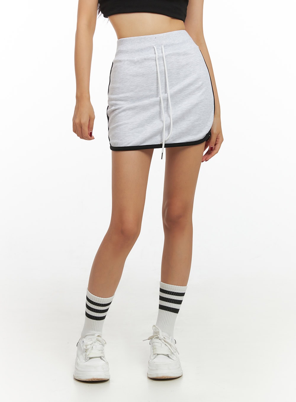 Cotton Banded Track Mini Skirt IS427