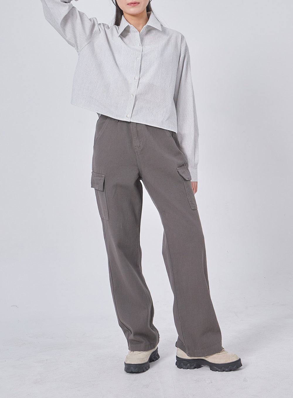 Pinstripe Cropped Shirt IF324