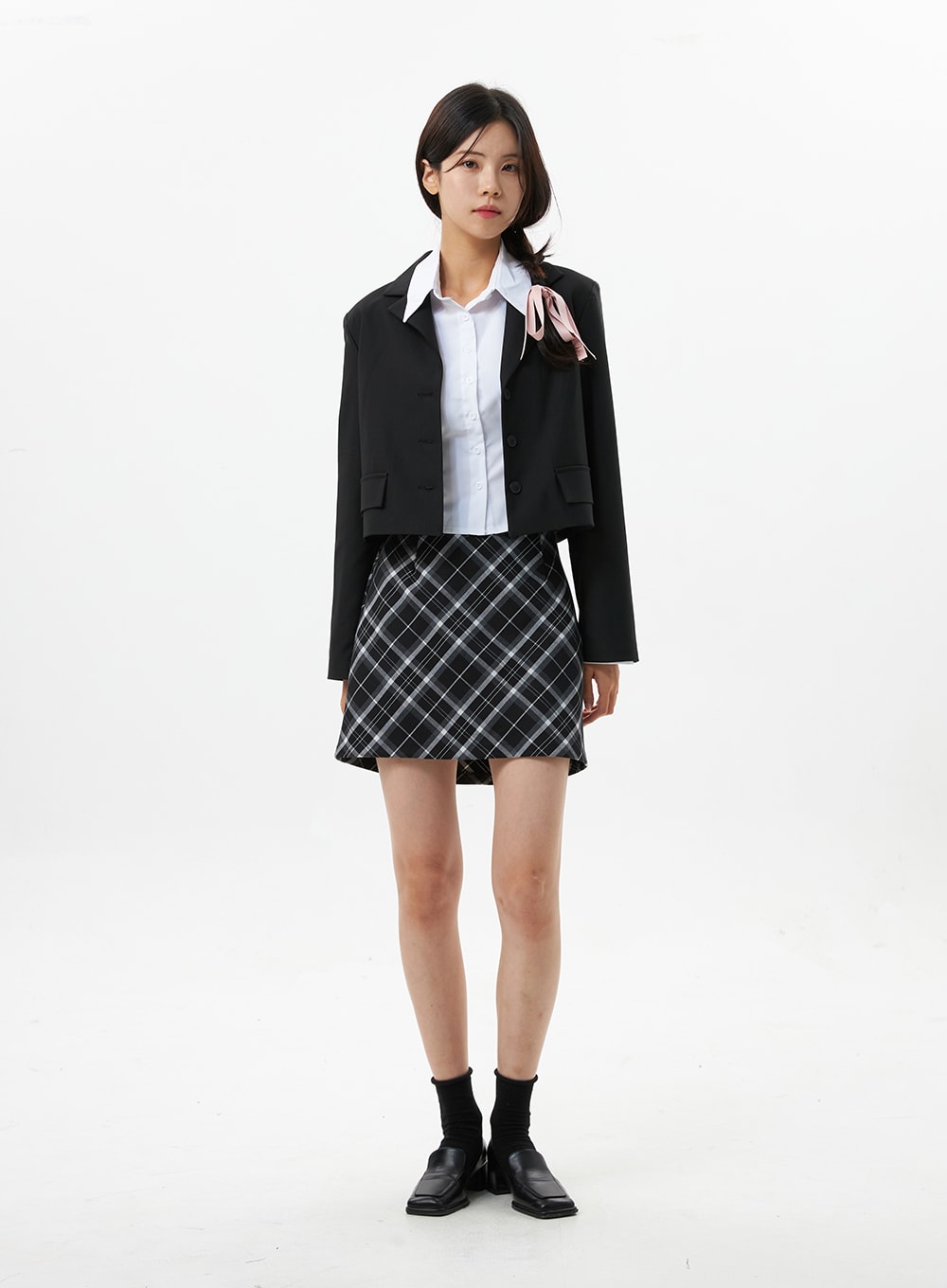 Collarless Crop Blazer OS319