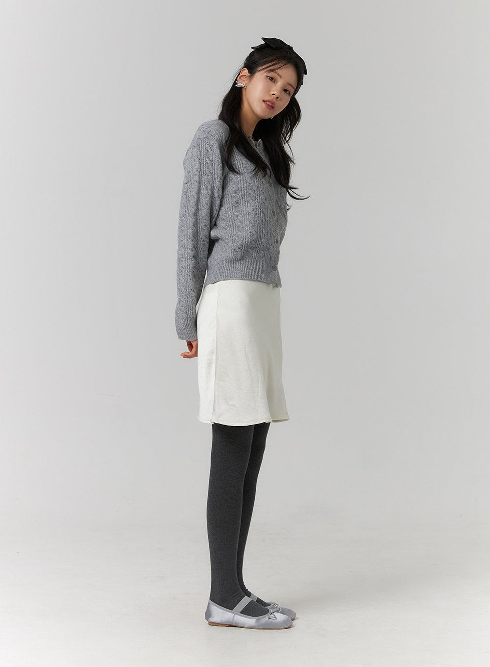 A Line Satin Mini Skirt OJ422