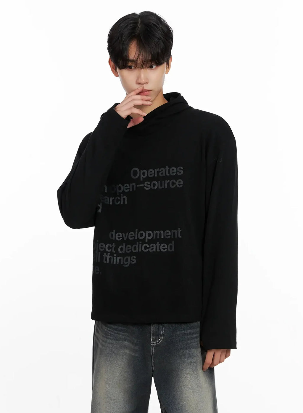 Men's Lettering Hand Warmer Hoodie IO517