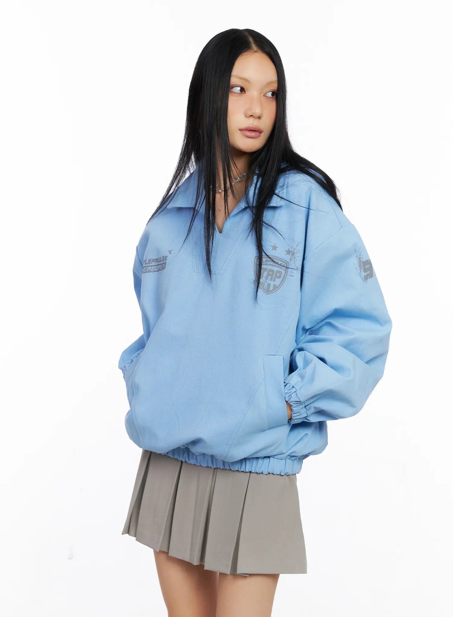 Casual Oversized Graphic Banding Sweatshirt CS509