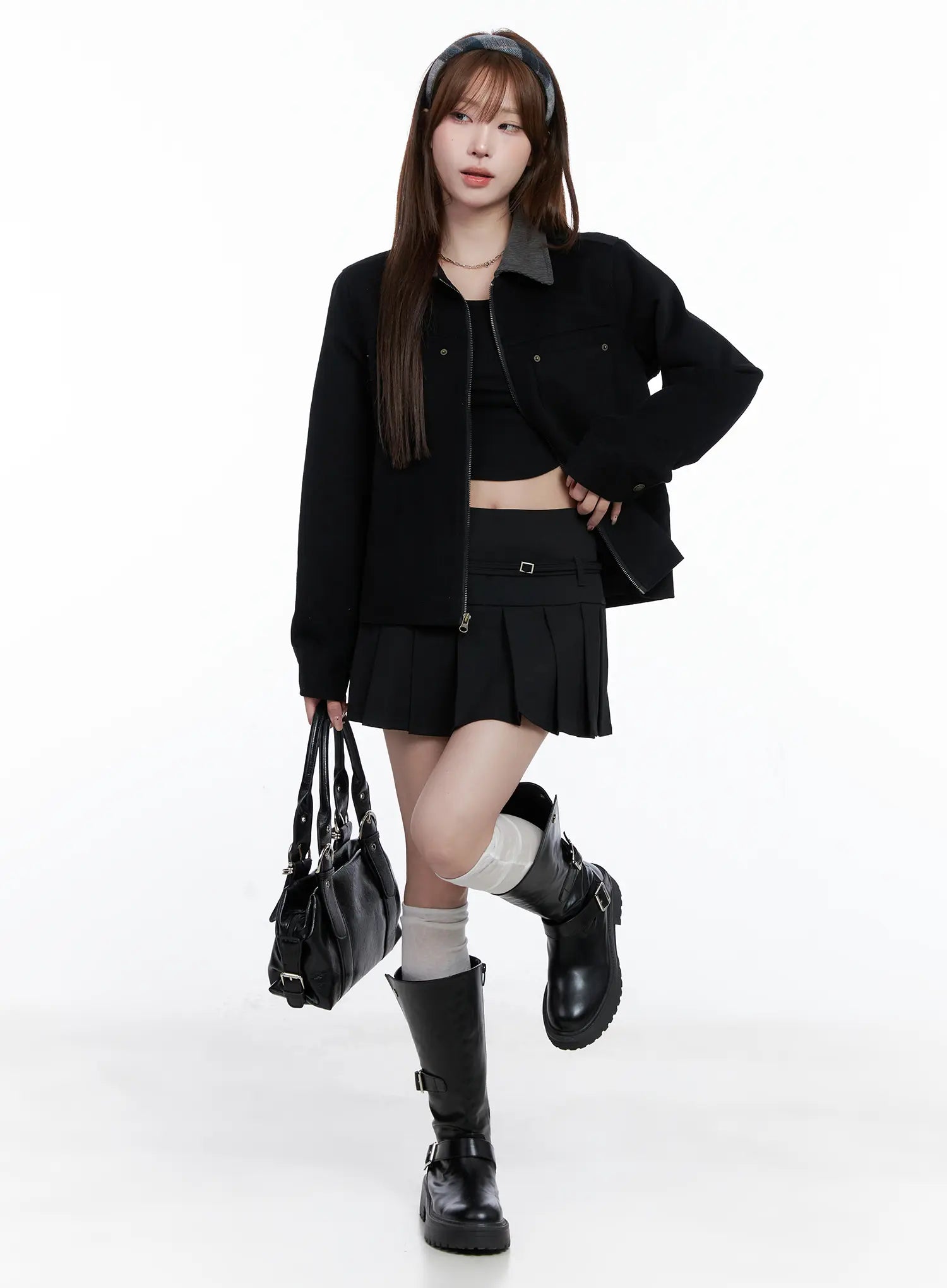 Pleated Mini Skirt with Belt Detail CG529