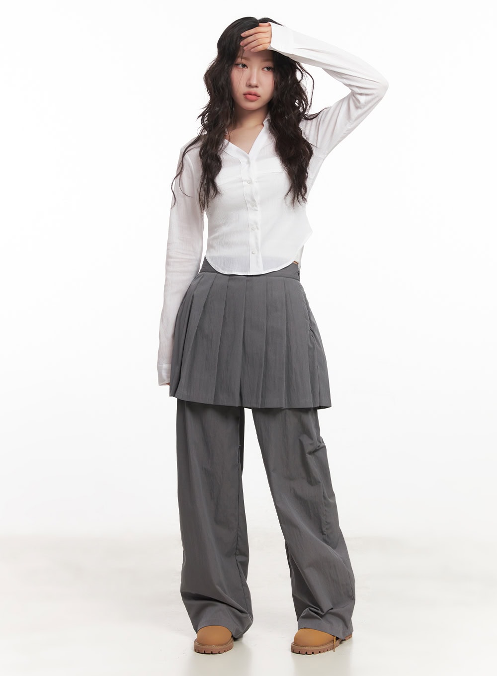 Sheer Collared Button-Down Shirt CA518