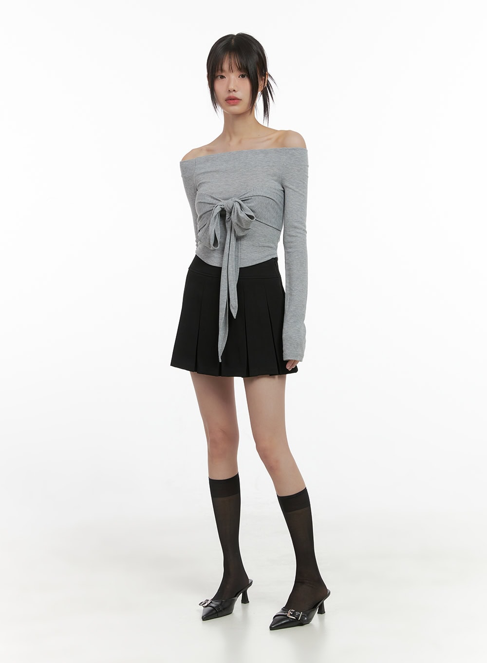 Chic Pleat Detail Mini Skirt CS412