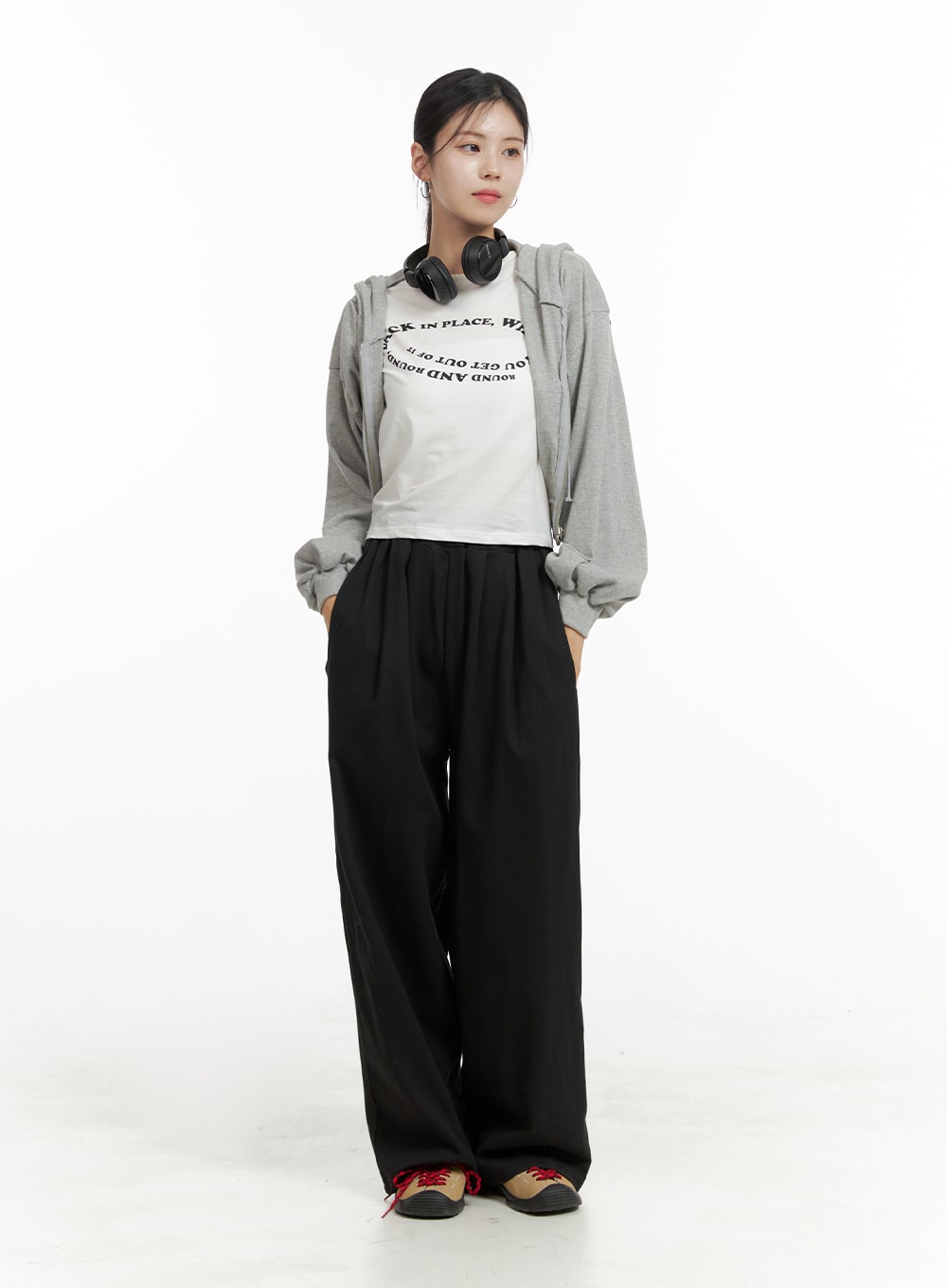 Zip-Up Crop Hoodie Sweatshirt OA419