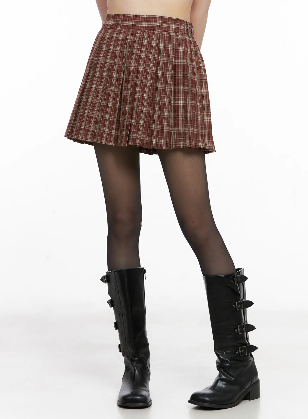 Plaid Pleated Mini Skirt CG519