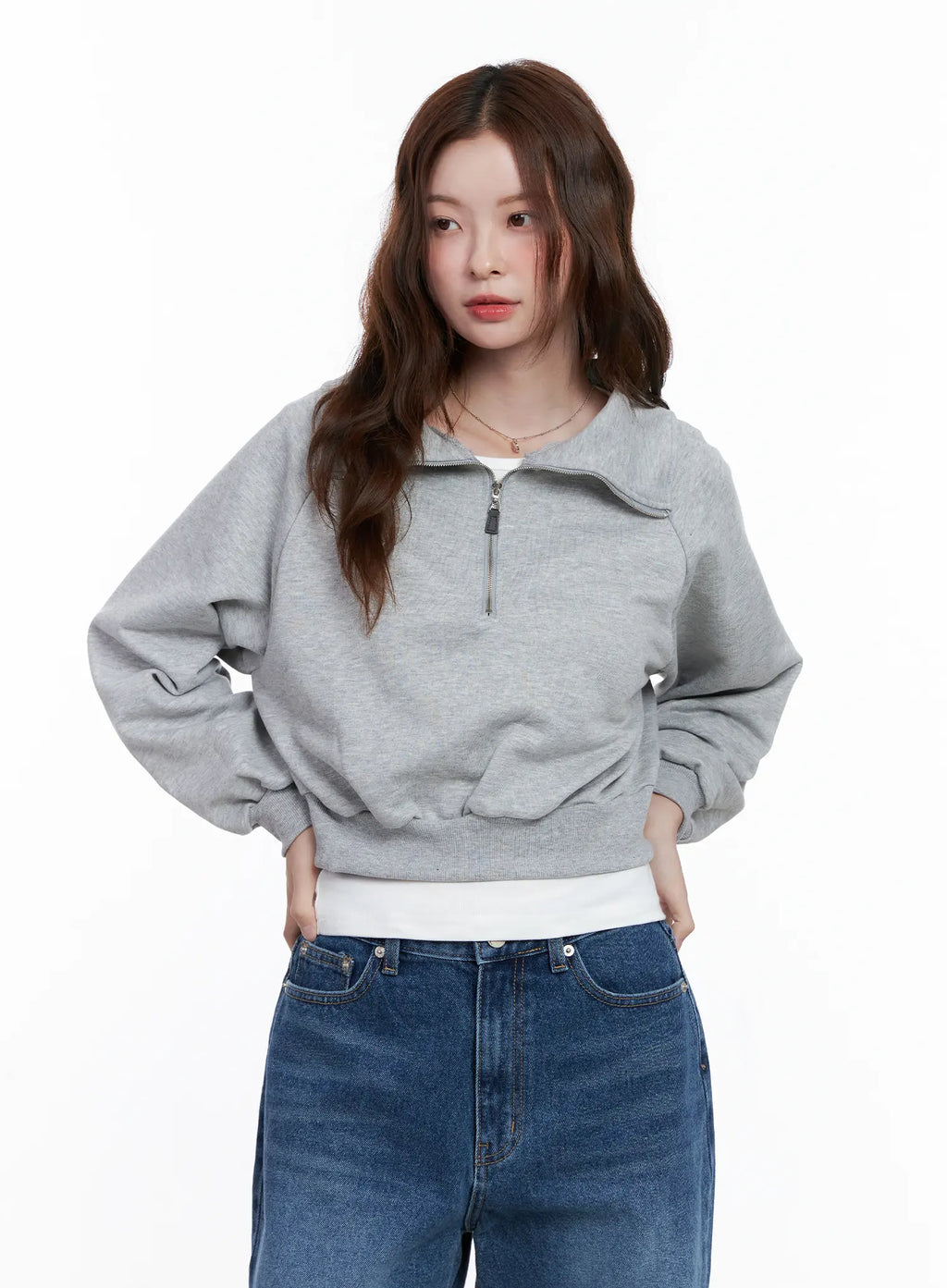Collar Solid Half-Zip Sweatshirt CG520