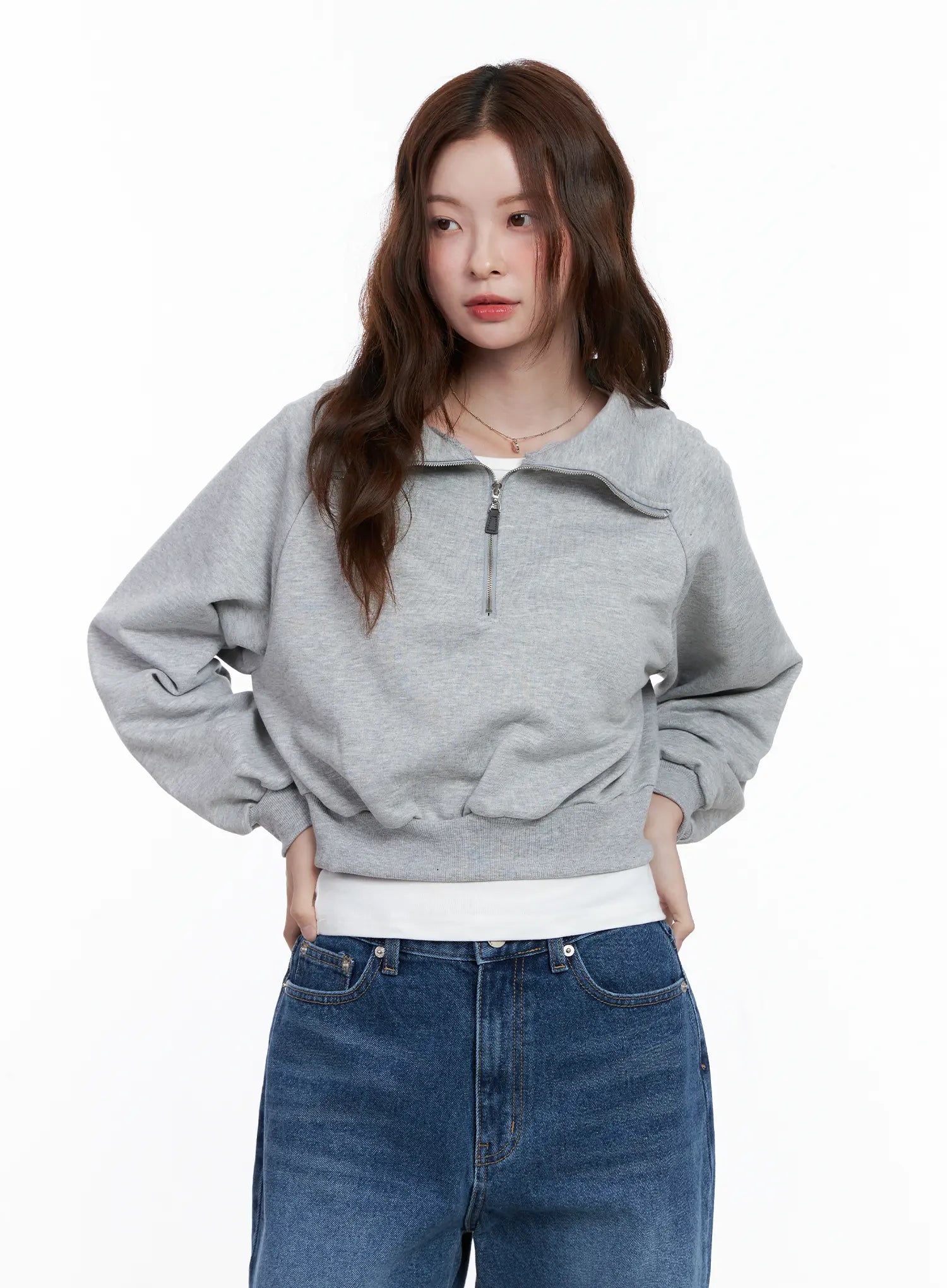 Collar Solid Half-Zip Sweatshirt CG520