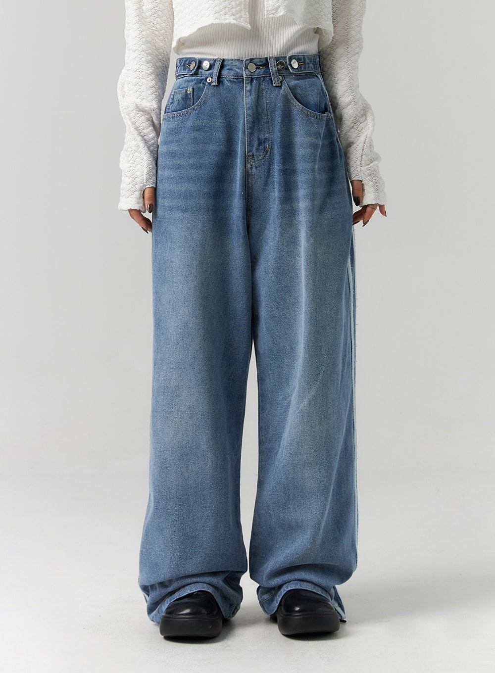 Side Stripes Wide Leg Jeans CS314