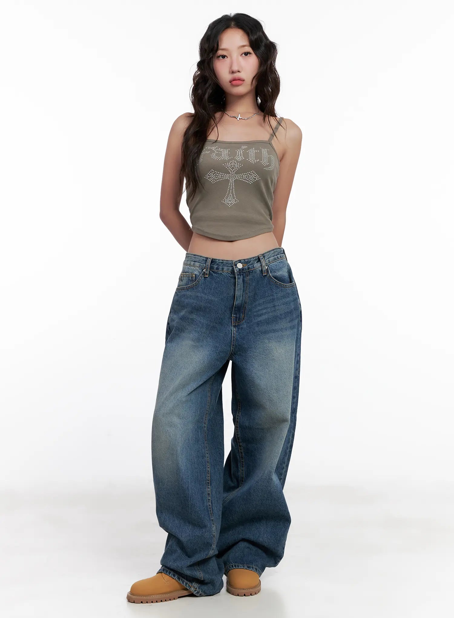 Miji Wide-Leg Washed Denim Jeans CL521