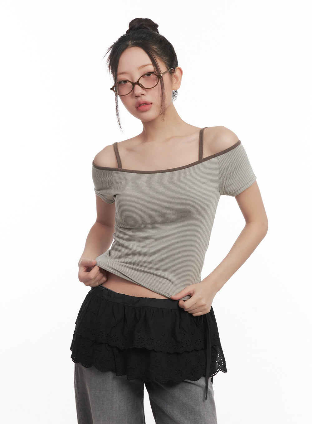 Slim-Fit Stylish Crop Tee & Cami Set CM528