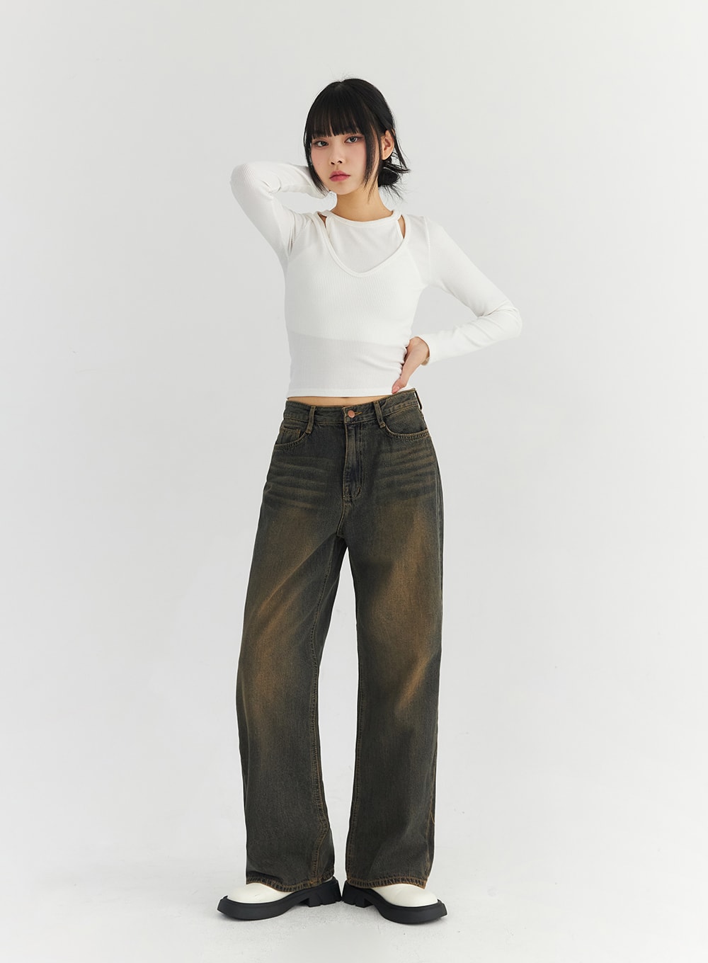 Halter Neck Layered Crop Tee CN301