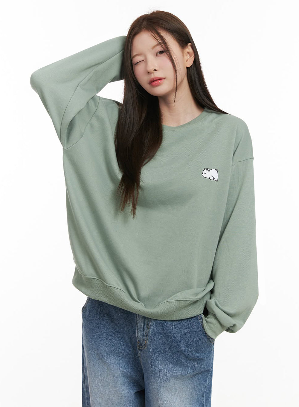 Cozy Embroidered Sweatshirt IJ530