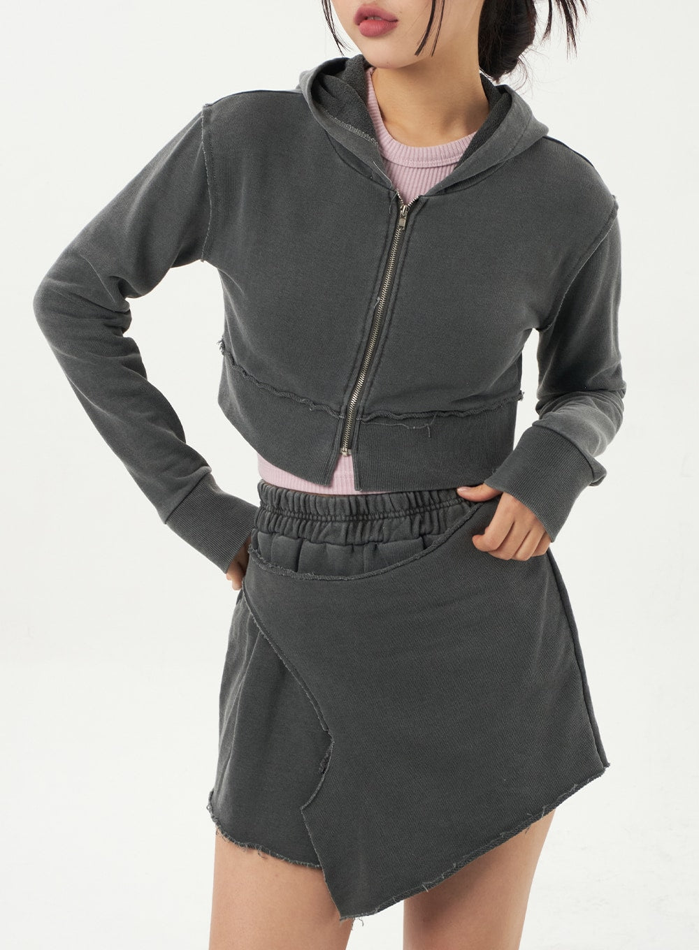 Cropped Zip-Up Hoodie CA325