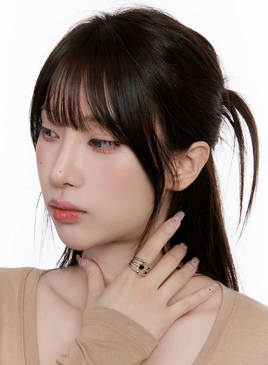 Cross Black Heart Ring CO501