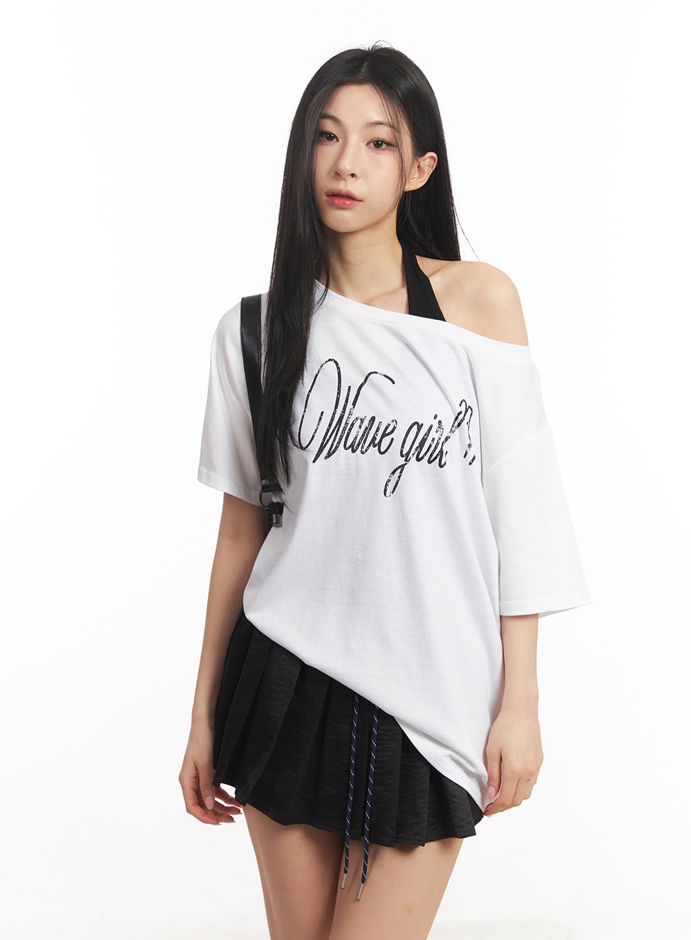 Graphic One-Shoulder Oversize T-Shirt CA503