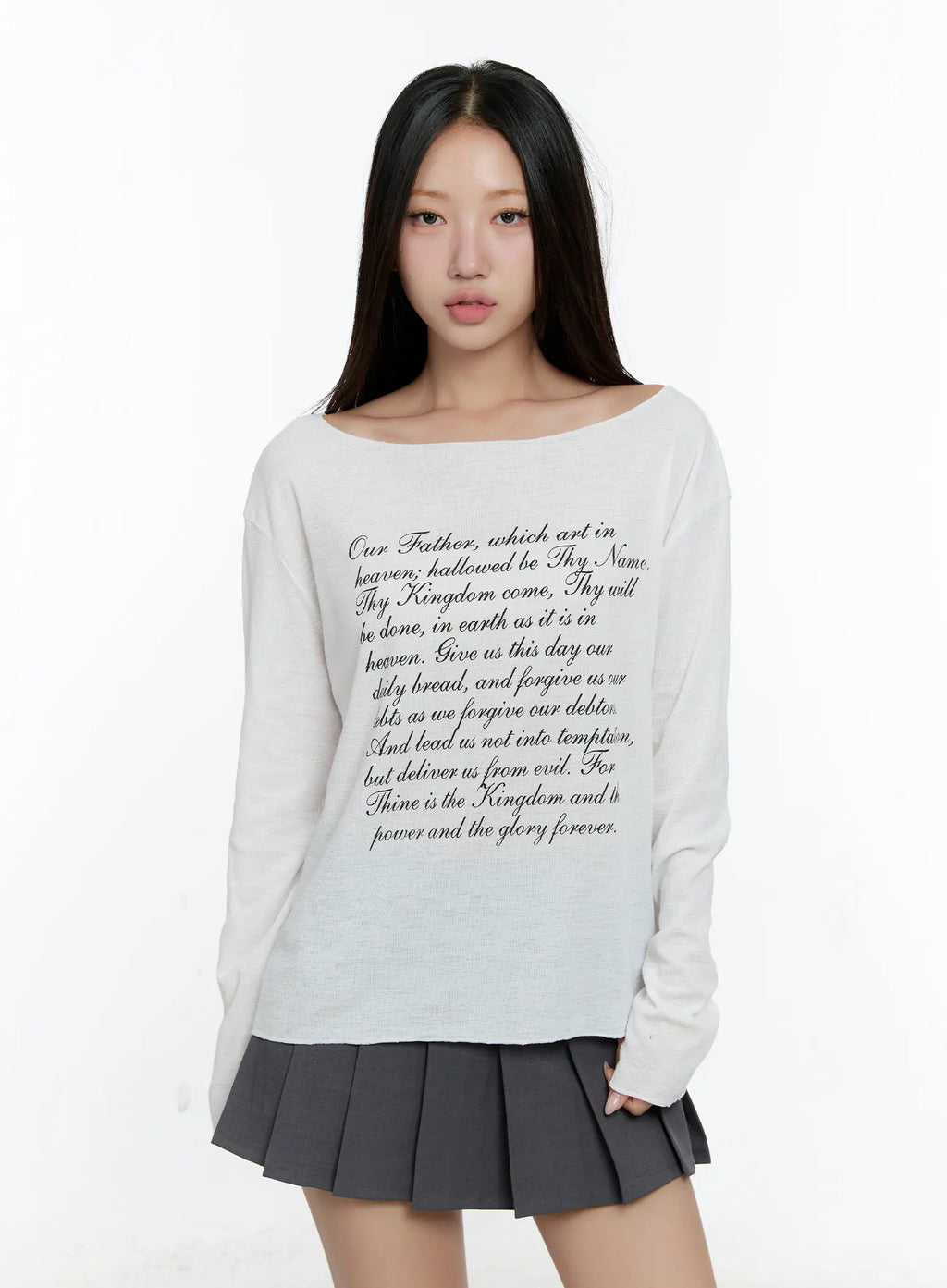 Lettering Off-Shoulder Long Sleeve CS517