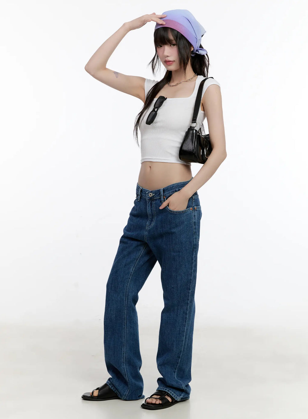 Wonhee Loose Flared Dark-Wash Jeans CL507