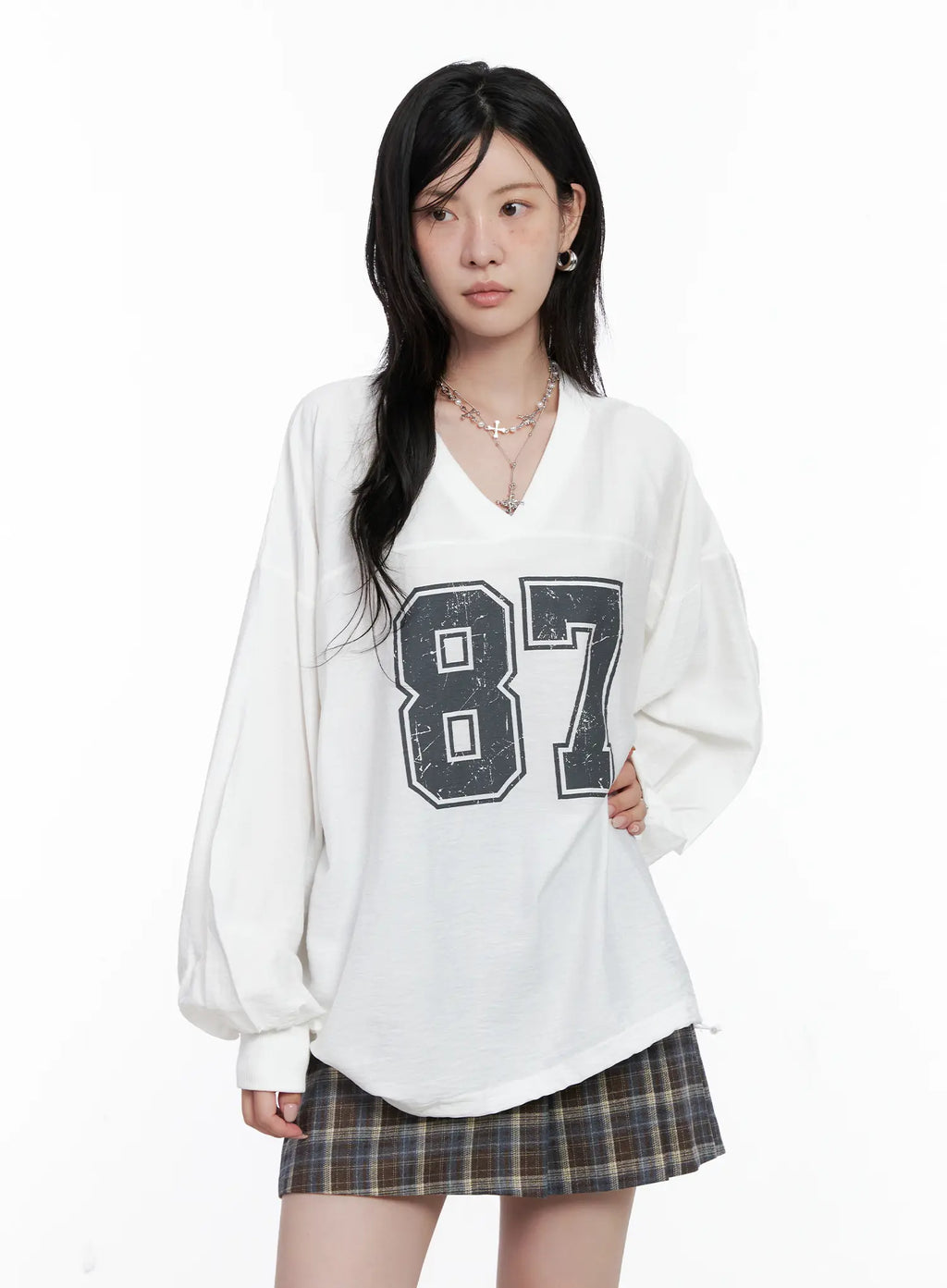 87 Oversized V-Neck Pullover Top CS526