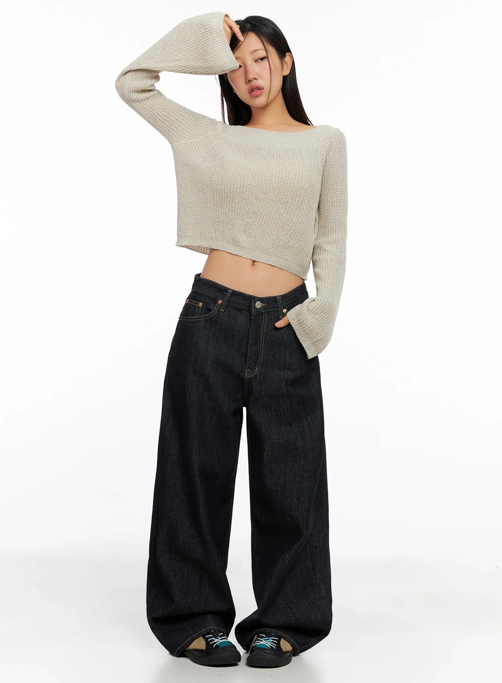 Lena Dark Wash Wide-Leg Jeans IG527