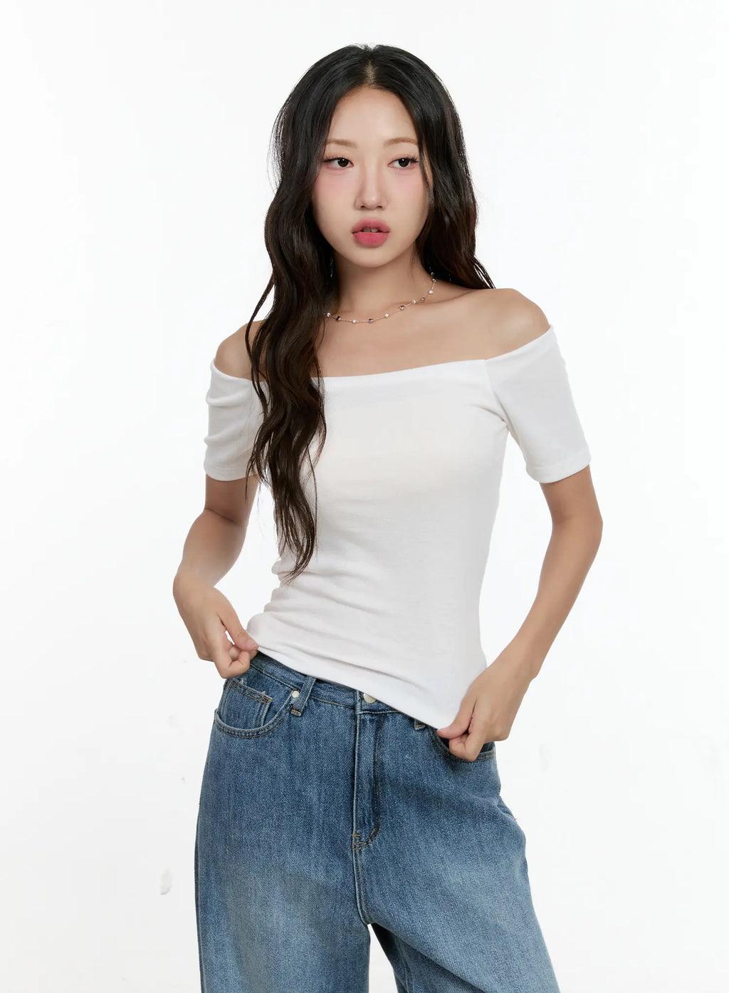 Basic Off-Shoulder Short-Sleeve Tee CG501