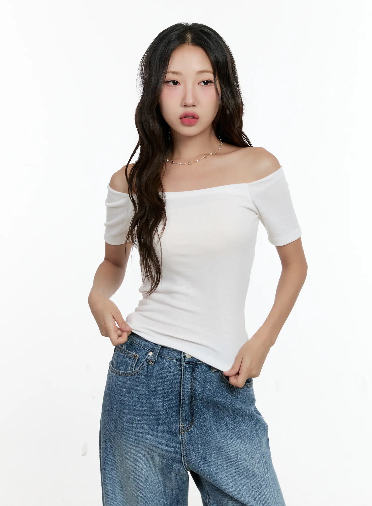 Basic Off-Shoulder Short-Sleeve Tee CG501