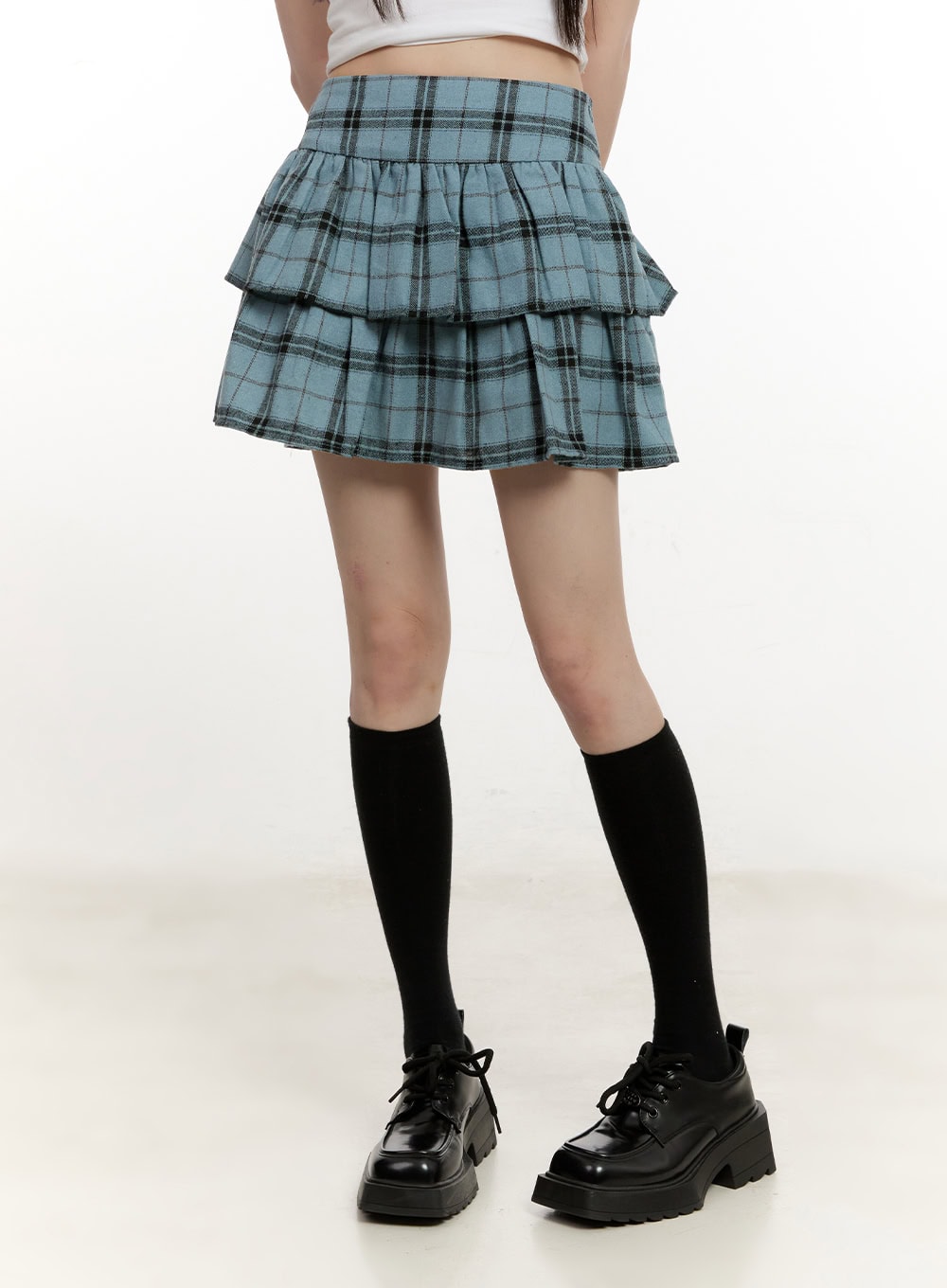 Ruffle Plaid Mini Skirt CM514