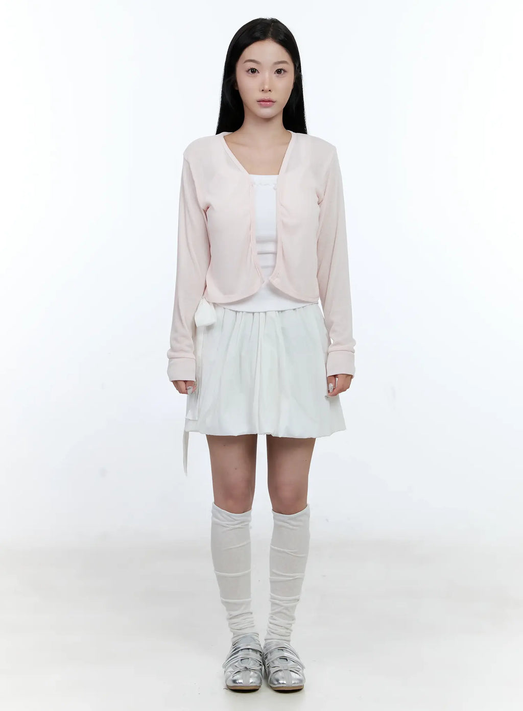 Sheer V-Neck Basic Cardigan CL530