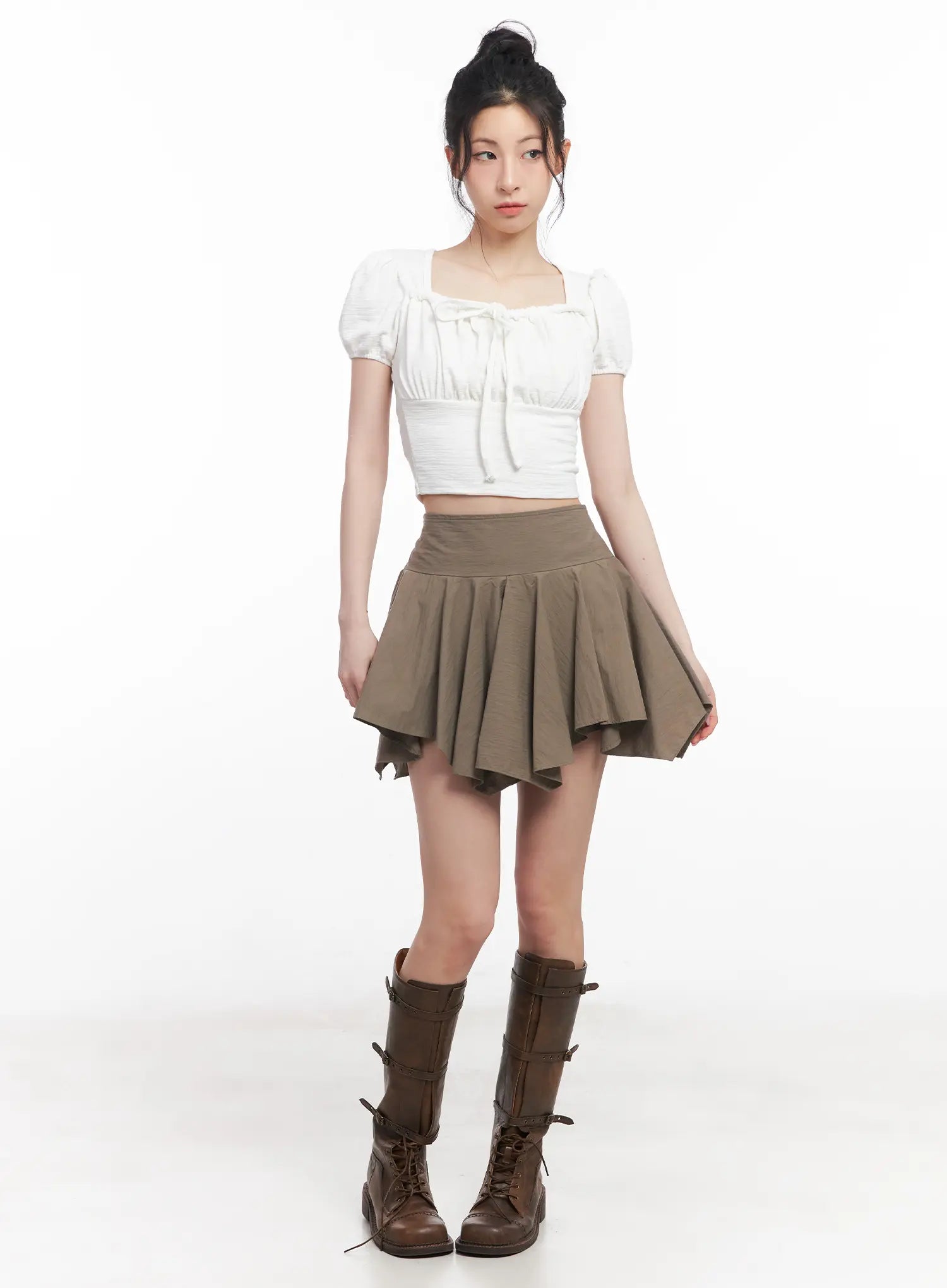 Asymmetric Ruffle Mini Skirt CU510