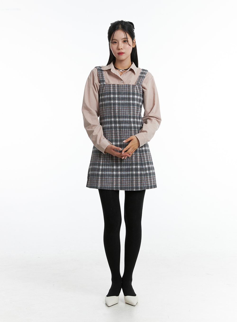 Square Neck Check Mini Dress ON327