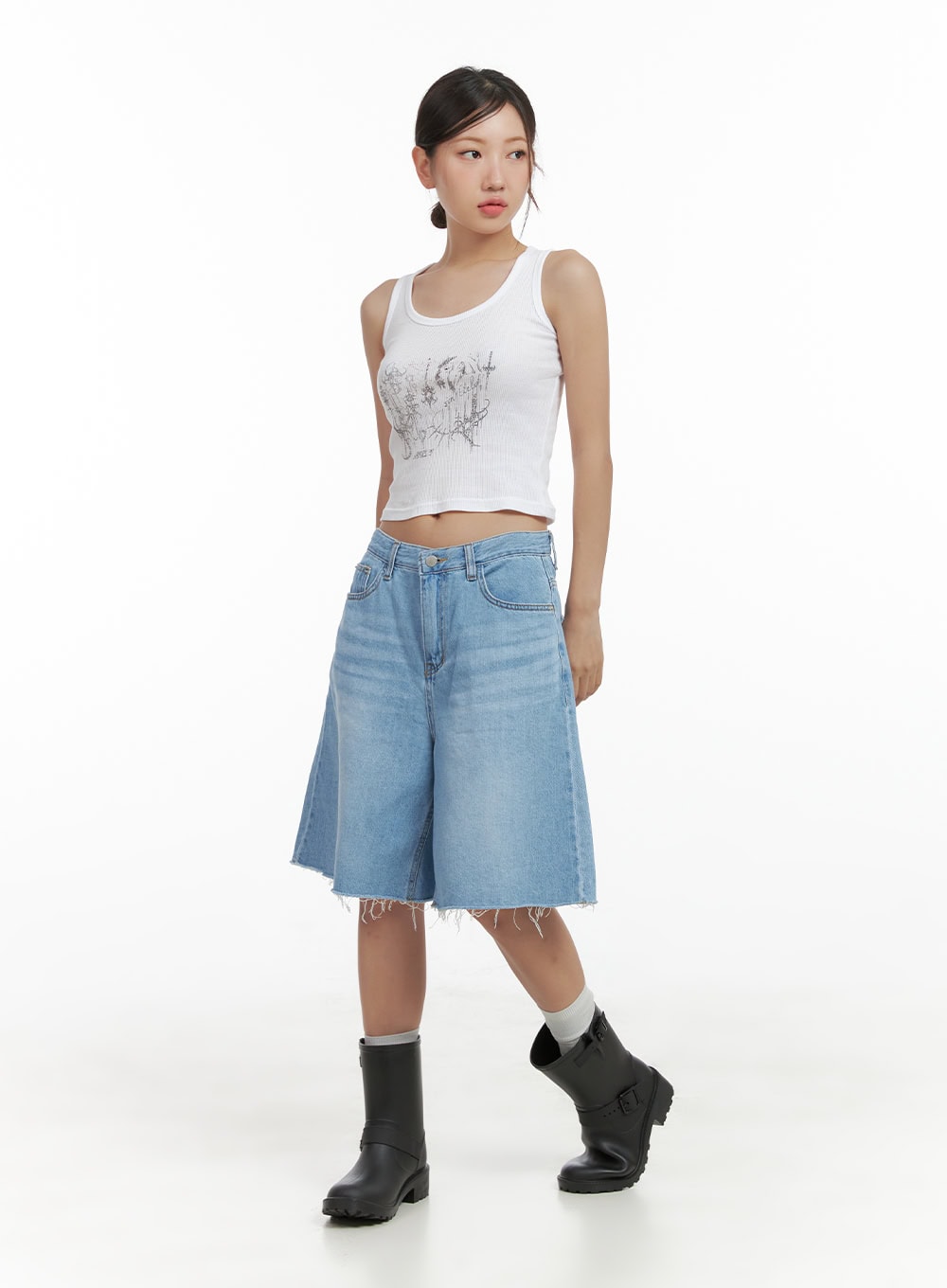 Graphic Cotton Tank Crop Top CL418